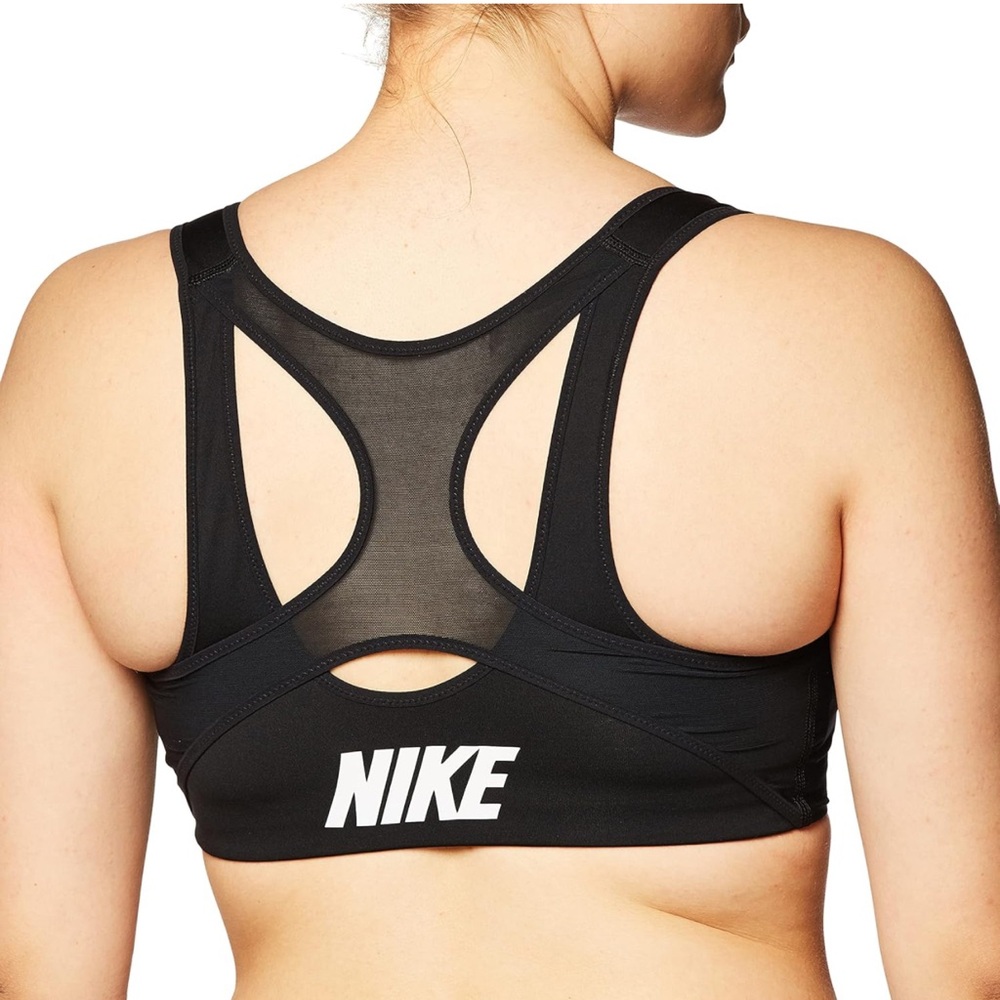 (3) THREE Nike DRI-Fit Shape Support Zip Front Padded Sports Bra Black medium - Picture 2 of 16